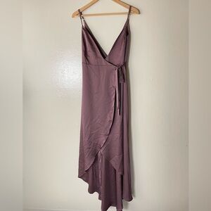 Show Me Your MuMu Wrapped Hi Low Sleeveless Satin Maxi Dress